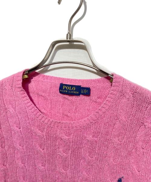 POLO RALPH LAUREN（ポロ・ラルフローレン）POLO RALPH LAUREN (ポロ・ラルフローレン) カシミヤ混ケーブルニット ピンク サイズ:Lの古着・服飾アイテム