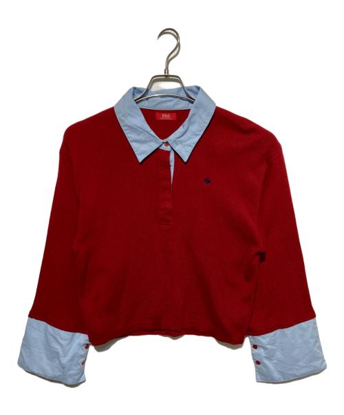 POLO BCS（ポロ・ビーシーエス）POLO BCS (ポロ・ビーシーエス) LAGUNA MOON (ラグナムーン) シャツレイヤードニット レッド×ブルー サイズ:Freeの古着・服飾アイテム