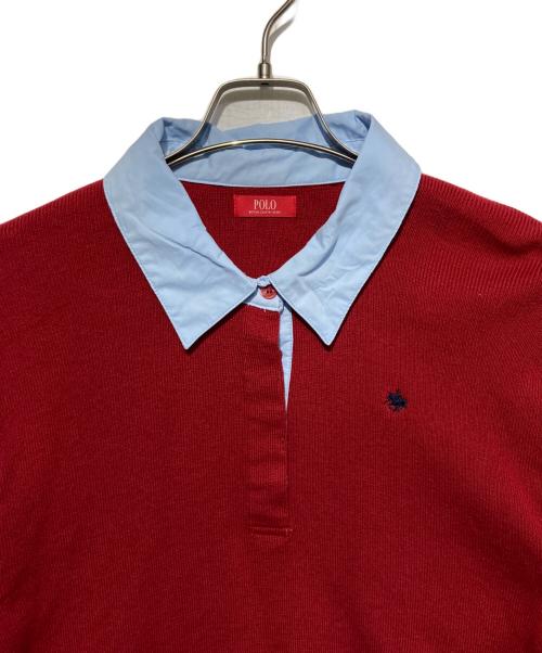 POLO BCS（ポロ・ビーシーエス）POLO BCS (ポロ・ビーシーエス) LAGUNA MOON (ラグナムーン) シャツレイヤードニット レッド×ブルー サイズ:Freeの古着・服飾アイテム