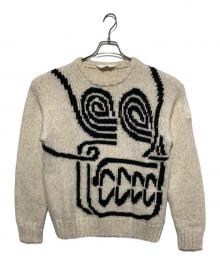 MONCLER（モンクレール）の古着「MAGLIONE TRIOCT GIROCOLLO インターシャ編みニット」｜ベージュ