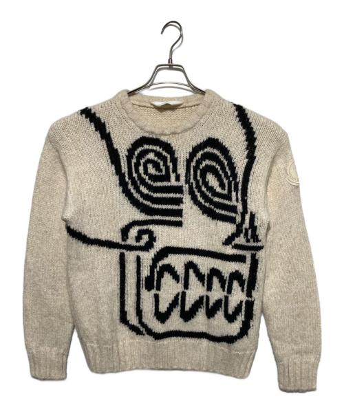 MONCLER（モンクレール）MONCLER (モンクレール) MAGLIONE TRIOCT GIROCOLLO インターシャ編みニット ベージュ サイズ:Mの古着・服飾アイテム