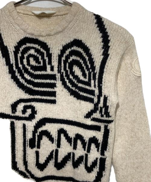 MONCLER（モンクレール）MONCLER (モンクレール) MAGLIONE TRIOCT GIROCOLLO インターシャ編みニット ベージュ サイズ:Mの古着・服飾アイテム