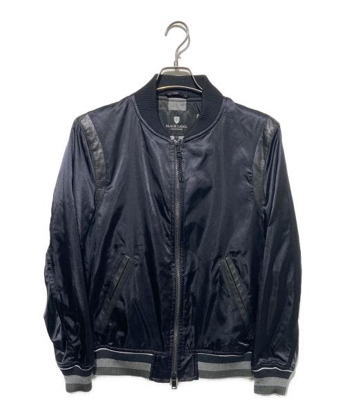 BLACK LABEL CRESTBRIDGE（ブラックレーベル クレストブリッジ）BLACK LABEL CRESTBRIDGE (ブラックレーベル クレストブリッジ) レザー切替ブルゾン ブラック サイズ:Mの古着・服飾アイテム