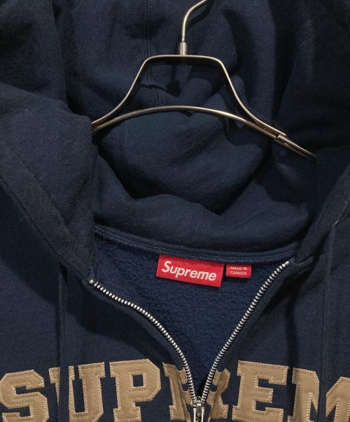 SUPREME（シュプリーム）Supreme (シュプリーム) collegiate applique zip up hooded sweatshirt ネイビー サイズ:Lの古着・服飾アイテム