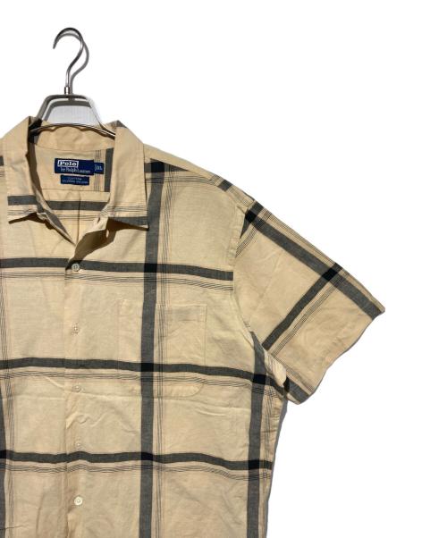 POLO RALPH LAUREN（ポロ・ラルフローレン）POLO RALPH LAUREN (ポロ・ラルフローレン) CLAYTON リネン混チェックシャツ ベージュ サイズ:XLの古着・服飾アイテム