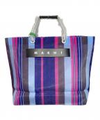 MARNIマルニ）の古着「MARKET STRIPE BAG」｜ネイビー×ピンク