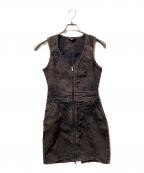 DIESELディーゼル）の古着「ジップアップデニムワンピ－ス」｜ブラック