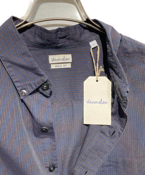 STEVEN ALAN（スティーブンアラン）STEVEN ALAN (スティーブンアラン) ストライプシャツ ネイビー サイズ:L 未使用品の古着・服飾アイテム