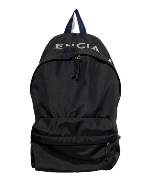 BALENCIAGA（バレンシアガ）BALENCIAGA (バレンシアガ) ロゴ刺繍ウィールナイロンバックパック ブラック×ネイビーの古着・服飾アイテム