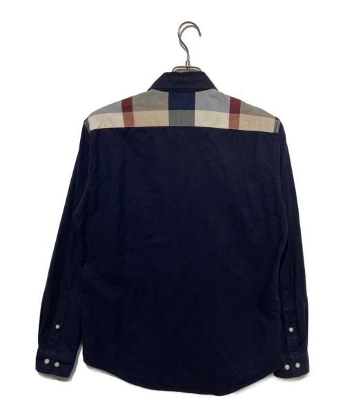 BLACK LABEL CRESTBRIDGE（ブラックレーベル クレストブリッジ）BLACK LABEL CRESTBRIDGE (ブラックレーベル クレストブリッジ) チェック切替シャツ ネイビー サイズ:Mの古着・服飾アイテム