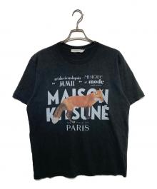 maison kitsune（メゾンキツネ）の古着「フォックスプリントTシャツ」｜ブラック