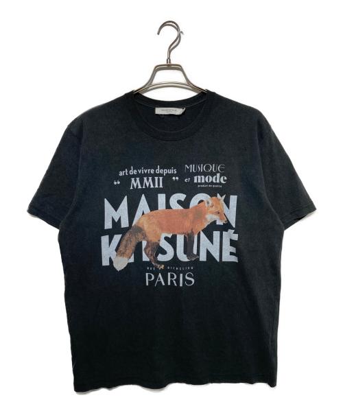 maison kitsune（メゾンキツネ）MAISON KITSUNE (メゾンキツネ) フォックスプリントTシャツ ブラック サイズ:Mの古着・服飾アイテム