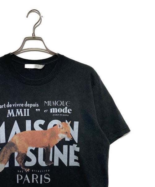 maison kitsune（メゾンキツネ）MAISON KITSUNE (メゾンキツネ) フォックスプリントTシャツ ブラック サイズ:Mの古着・服飾アイテム