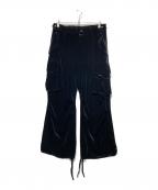 TAAKKターク）の古着「PAINTED VELVET CARGO PANTS」｜ブラック