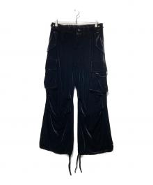 TAAKK（ターク）の古着「PAINTED VELVET CARGO PANTS」｜ブラック