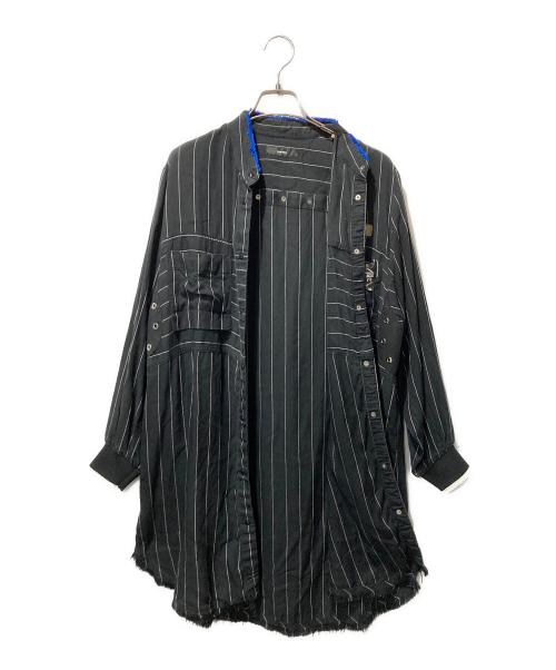 DIESEL（ディーゼル）DIESEL (ディーゼル) ギミックストライプシャツ ブラック サイズ:ＸＳの古着・服飾アイテム