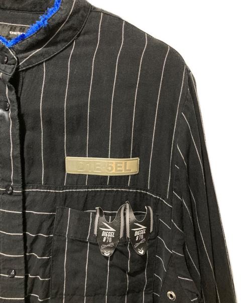 DIESEL（ディーゼル）DIESEL (ディーゼル) ギミックストライプシャツ ブラック サイズ:ＸＳの古着・服飾アイテム