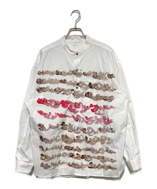 HERALBONY（ヘラルボニー）HERALBONY (ヘラルボニー) バンドカラーシャツ「brown brush-mm2025」 ホワイト サイズ:Lの古着・服飾アイテム
