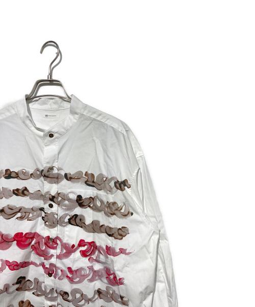 HERALBONY（ヘラルボニー）HERALBONY (ヘラルボニー) バンドカラーシャツ「brown brush-mm2025」 ホワイト サイズ:Lの古着・服飾アイテム