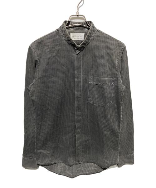 Maison Martin Margiela（メゾンマルタンマルジェラ）Maison Martin Margiela (メゾンマルタンマルジェラ) 比翼ストライプシャツ グレー サイズ:1の古着・服飾アイテム