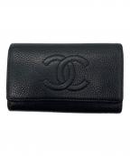 CHANELシャネル）の古着「キャビアスキン6連キーケース」｜ブラック
