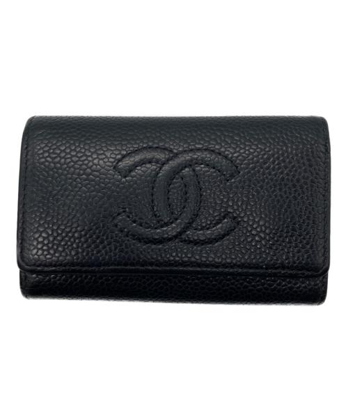 CHANEL（シャネル）CHANEL (シャネル) キャビアスキン6連キーケース ブラックの古着・服飾アイテム