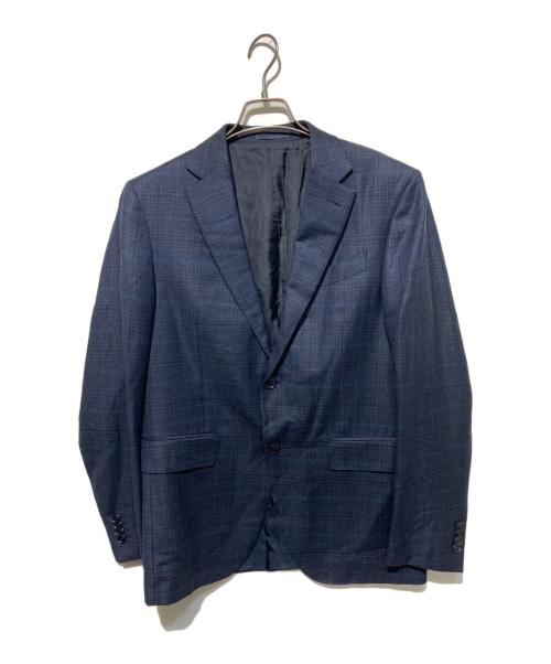 ERMENEGILDO ZEGNA（エルメネジルド・ゼニア）ERMENEGILDO ZEGNA (エルメネジルド・ゼニア) チェックテーラードジャケット ネイビー サイズ:7−48Cの古着・服飾アイテム