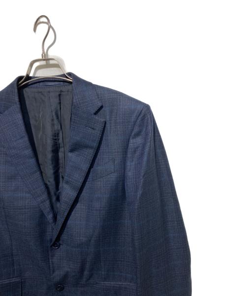 ERMENEGILDO ZEGNA（エルメネジルド・ゼニア）ERMENEGILDO ZEGNA (エルメネジルド・ゼニア) チェックテーラードジャケット ネイビー サイズ:7−48Cの古着・服飾アイテム