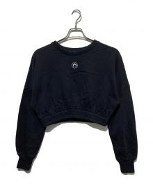MARINE SERRE（マリーンセル）の古着「Moon Logo Fleece Cropped Sweatshirt」｜ブラック