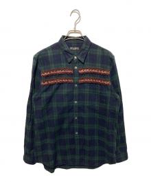 COMME des GARCONS HOMME PLUS（コムデギャルソンオムプリュス）の古着「装飾チェックシャツ」｜ネイビー×グリーン