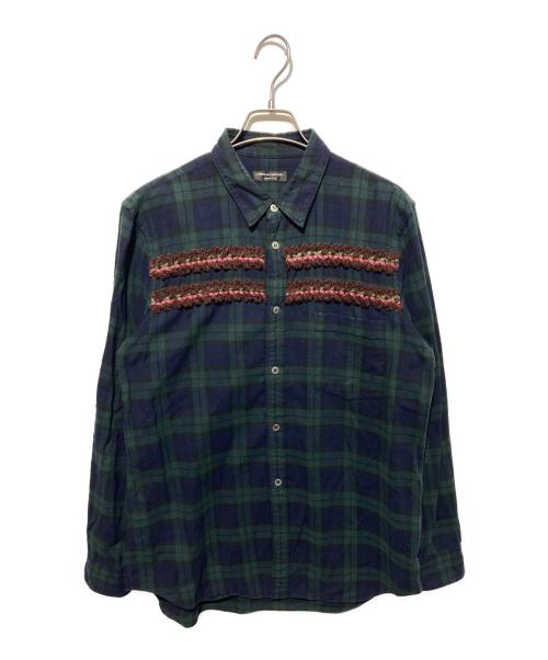 COMME des GARCONS HOMME PLUS（コムデギャルソンオムプリュス）COMME des GARCONS HOMME PLUS (コムデギャルソンオムプリュス) 装飾チェックシャツ ネイビー×グリーン サイズ:不明の古着・服飾アイテム