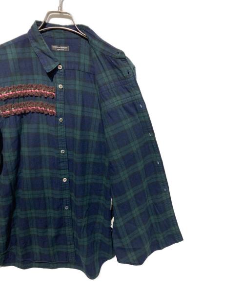 COMME des GARCONS HOMME PLUS（コムデギャルソンオムプリュス）COMME des GARCONS HOMME PLUS (コムデギャルソンオムプリュス) 装飾チェックシャツ ネイビー×グリーン サイズ:不明の古着・服飾アイテム