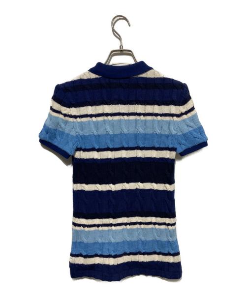 POLO RALPH LAUREN（ポロ・ラルフローレン）POLO RALPH LAUREN (ポロ・ラルフローレン) ケーブルニットポロシャツ ブルー×ネイビー サイズ:Sの古着・服飾アイテム