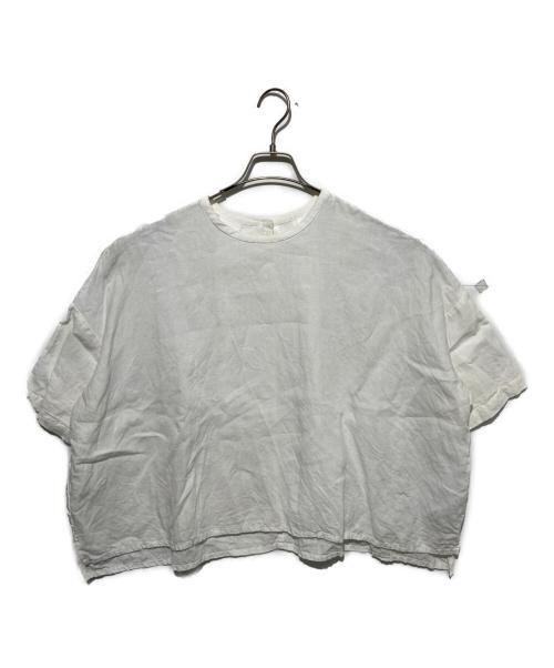 KAGURE（カグレ）kagure (カグレ) リネンクルーネックハーフスリーブ ホワイト サイズ:Freeの古着・服飾アイテム