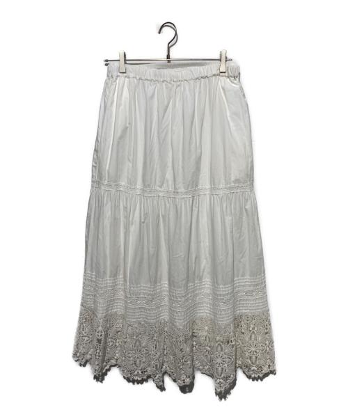 journal standard luxe（ジャーナルスタンダード ラックス）JOURNAL STANDARD LUXE (ジャーナルスタンダード ラックス) ポプリン レーススカート ホワイト サイズ:freeの古着・服飾アイテム