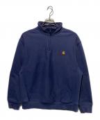 Carhartt WIPカーハート ワーク イン プログレス）の古着「HALF ZIP AMERICAN SCRIPT SWEAT」｜ネイビー