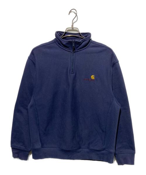 Carhartt WIP（カーハート ワーク イン プログレス）CARHARTT WIP (カーハート ワーク イン プログレス) HALF ZIP AMERICAN SCRIPT SWEAT ネイビー サイズ:Mの古着・服飾アイテム