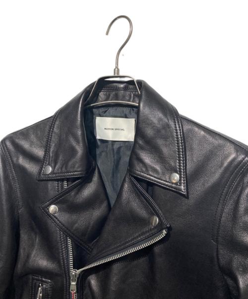MAISON SPECIAL（メゾンスペシャル）MAISON SPECIAL (メゾンスペシャル) シープレザー ダブルライダース ジャケット ブラックの古着・服飾アイテム
