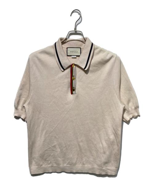 GUCCI（グッチ）GUCCI (グッチ) シェリ―ラインポロシャツ ピンク サイズ:Mの古着・服飾アイテム