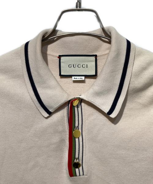 GUCCI（グッチ）GUCCI (グッチ) シェリ―ラインポロシャツ ピンク サイズ:Mの古着・服飾アイテム