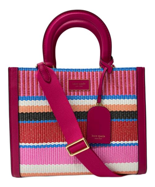 Kate Spade（ケイトスペード）Kate Spade (ケイトスペード) マンハッタンストライプトート ピンクの古着・服飾アイテム