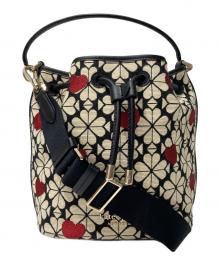 Kate Spade（ケイトスペード）の古着「フラワージャガードバッグ」｜レッド×ブラック