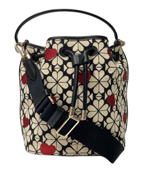 Kate Spade（ケイトスペード）Kate Spade (ケイトスペード) フラワージャガードバッグ レッド×ブラックの古着・服飾アイテム