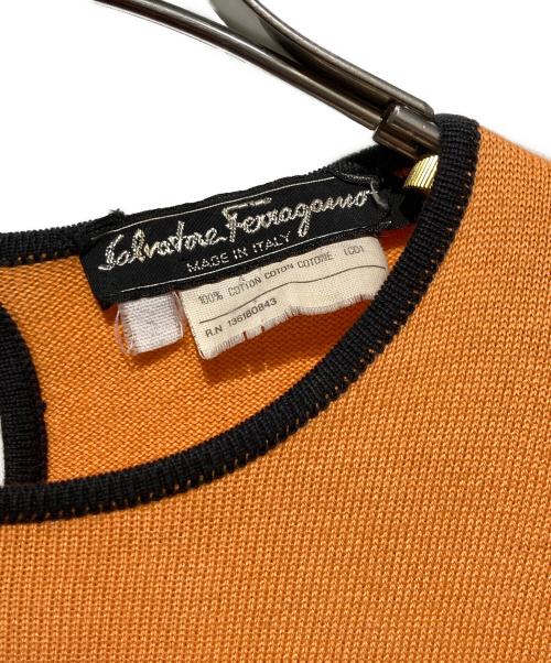 Salvatore Ferragamo（サルヴァトーレ フェラガモ）Salvatore Ferragamo (サルヴァトーレ フェラガモ) 切替ニット オレンジ×ブラック サイズ:-の古着・服飾アイテム