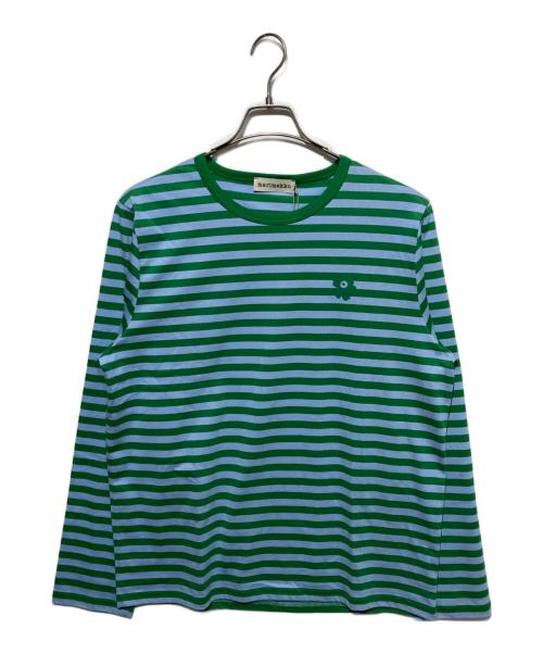 marimekko（マリメッコ）marimekko (マリメッコ) ボーダーカットソー ブルー×グリーン サイズ:Sの古着・服飾アイテム