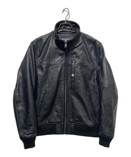 AVIREX（アヴィレックス）AVIREX (アヴィレックス) STAND LEATHER MA-1 MOD JACKET ブラック サイズ:XLの古着・服飾アイテム