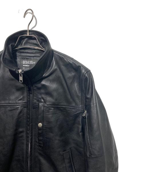 AVIREX（アヴィレックス）AVIREX (アヴィレックス) STAND LEATHER MA-1 MOD JACKET ブラック サイズ:XLの古着・服飾アイテム