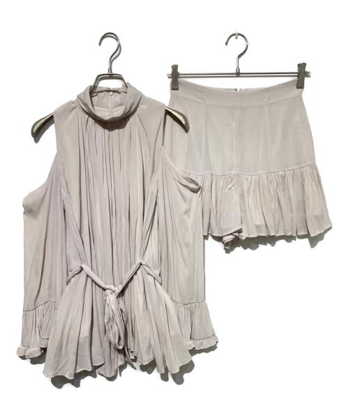 Snidel（スナイデル）Snidel (スナイデル) コールドショルダーセットアップ ライトベージュの古着・服飾アイテム