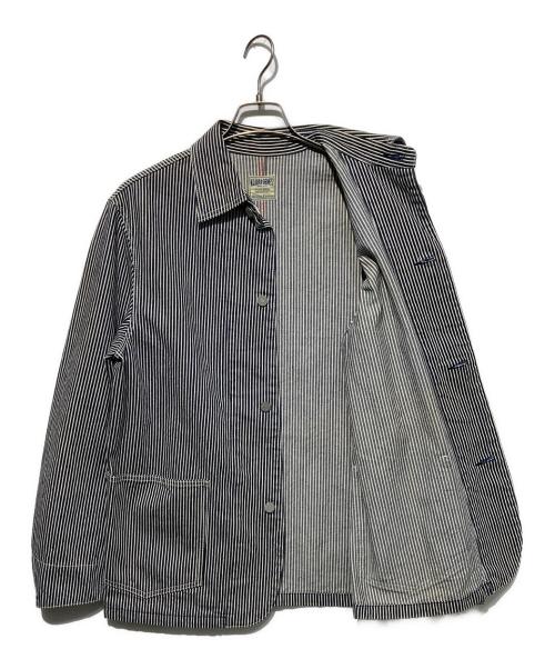 KOJIMA GENES（コジマジーンズ）KOJIMA GENES (コジマジーンズ) ヒッコリーカバーオール ネイビー サイズ:Lの古着・服飾アイテム