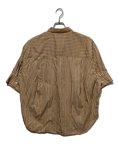 Gymphlex（ジムフレックス）Gymphlex (ジムフレックス) ストライプ ショートS/Sシャツ ブラウン サイズ:14の古着・服飾アイテム